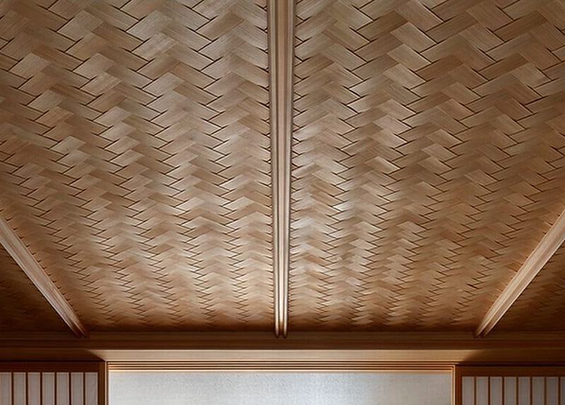 無垢材で製作した天井